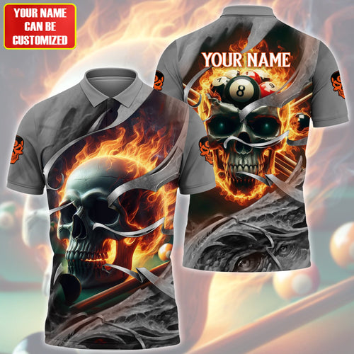 Personalized Name Skull Billiards All Over Printed Unisex Shirt QB030403