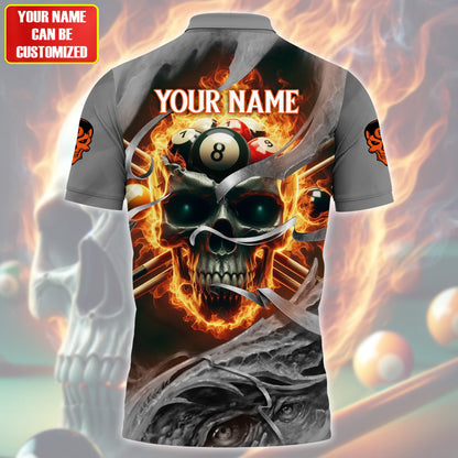 Personalized Name Skull Billiards All Over Printed Unisex Shirt QB030403