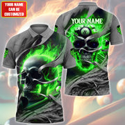 Personalized Name Skull Billiards Green Version All Over Printed Unisex Shirt QB030403