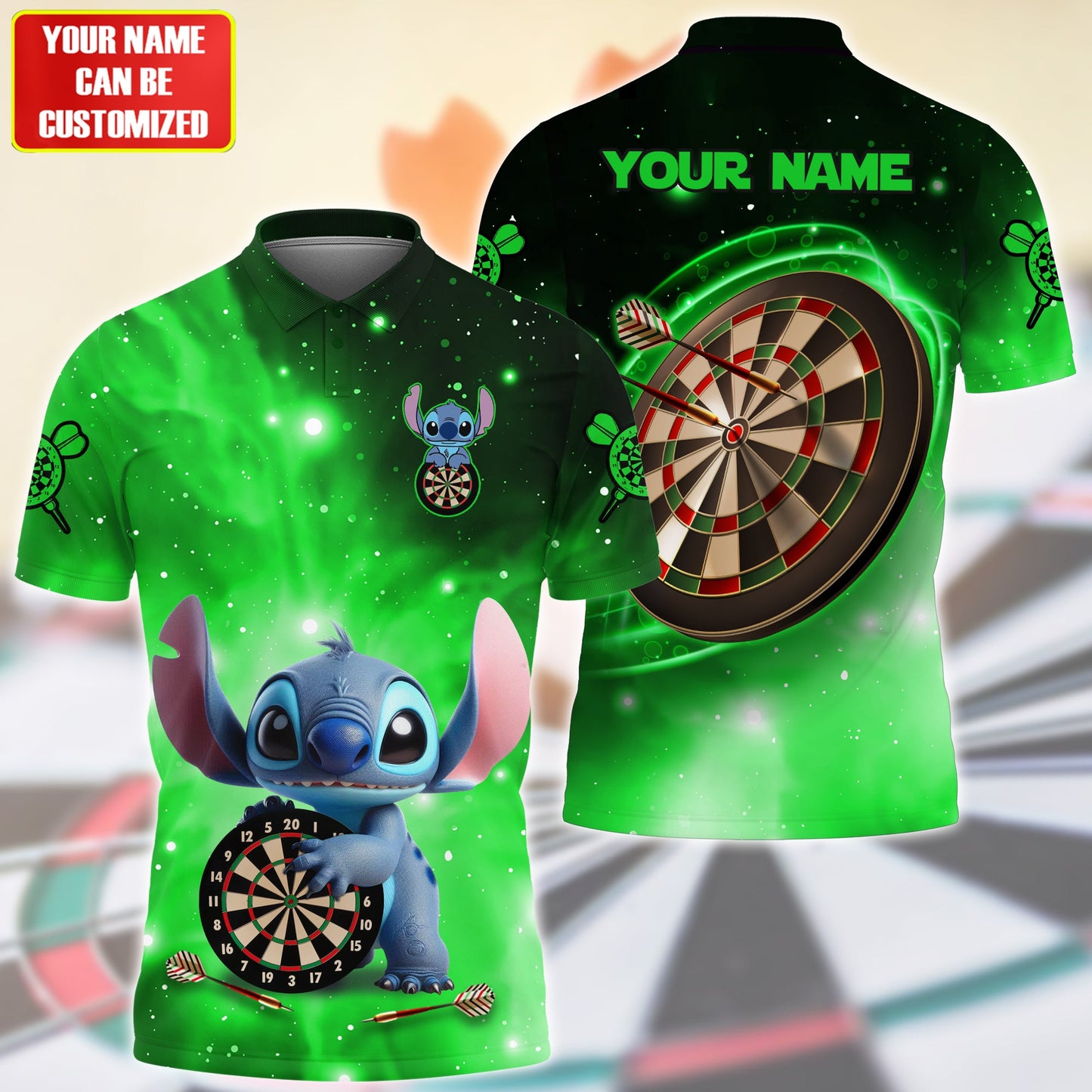 Personalized Name ST Darts Green Version All Over Printed Unisex Shirt QB070505
