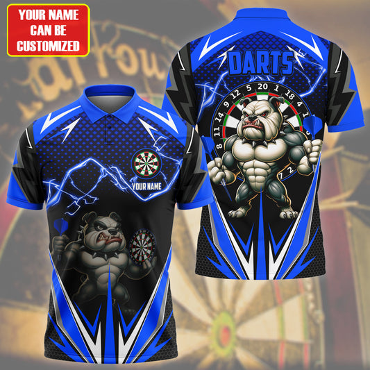 Personalized Name Bull Dog Darts Blue Version All Over Printed Unisex Shirt QB080601
