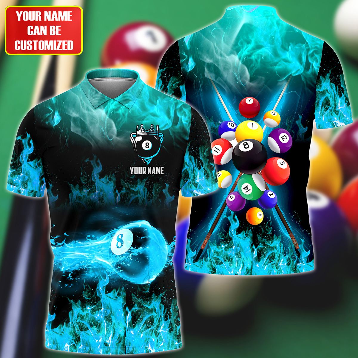 Personalized Billiards Fire Teal Version All Over Printed Unisex Shirt QB130608