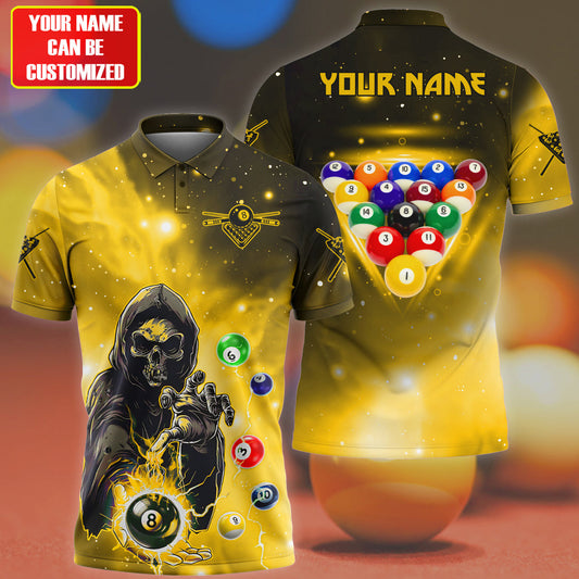 Personalized Billiards Skull Yellow Version All Over Printed Unisex Shirt QB130609