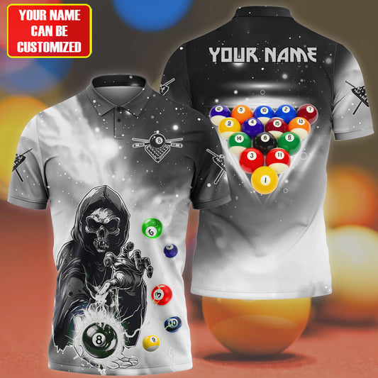 Personalized Billiards Skull Silver Version All Over Printed Unisex Shirt QB130609