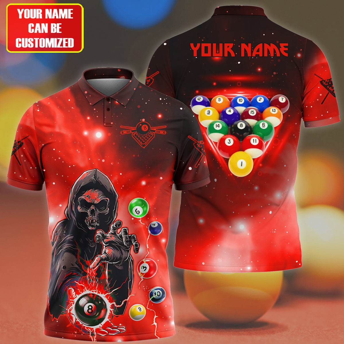 Personalized Billiards Skull Red Version All Over Printed Unisex Shirt QB130609