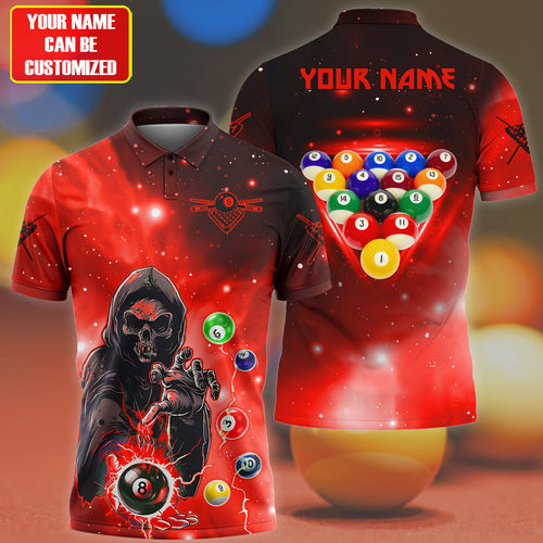 Personalized Billiards Skull Red Version All Over Printed Unisex Shirt QB130609