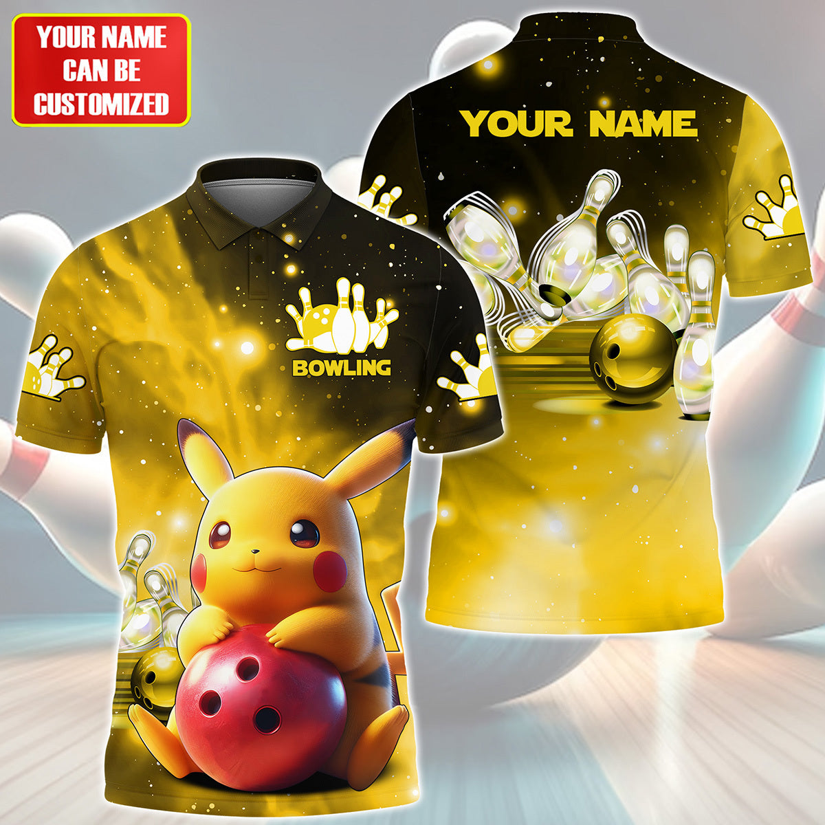 Personalized Name PK Bowling Yellow Version All Over Printed Unisex Shirt QB150505