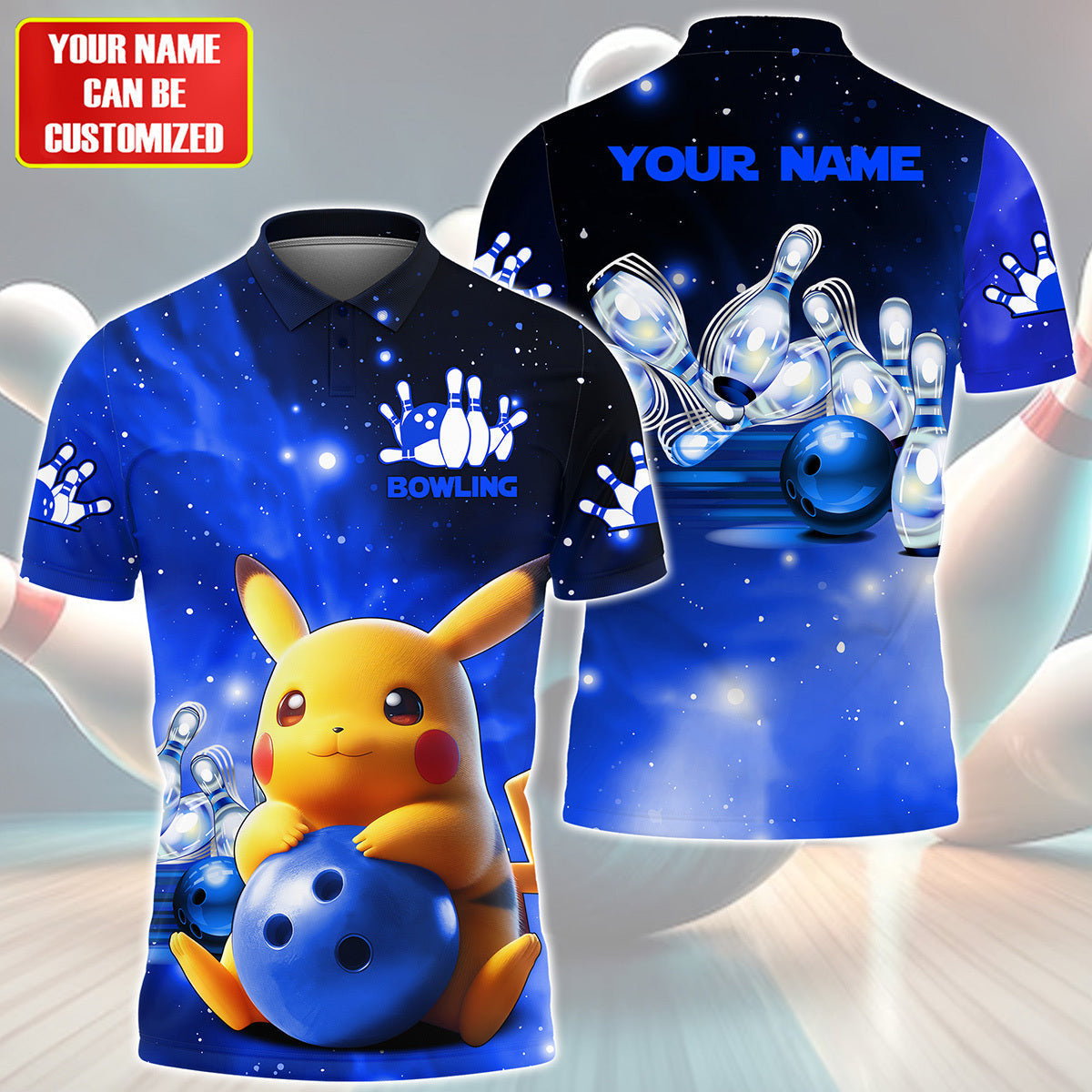 Personalized Name PK Bowling Blue Version All Over Printed Unisex Shirt QB140505