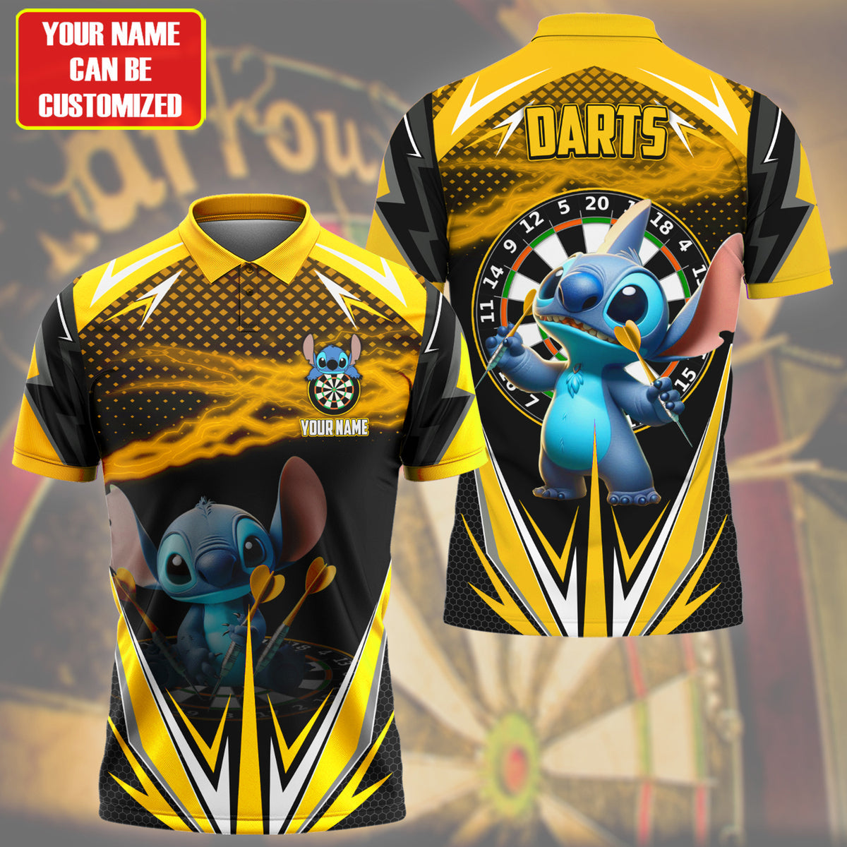 Personalized Name ST Darts Yellow Version All Over Printed Unisex Shirt QB160403