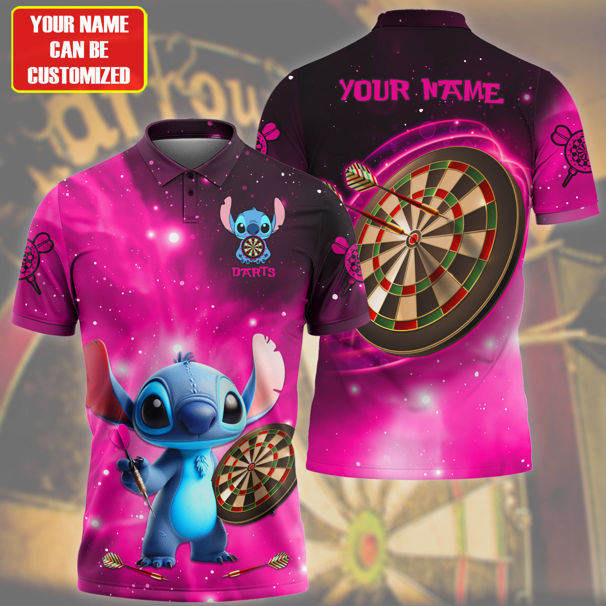 Personalized Name ST Darts Pink Version All Over Printed Unisex Shirt QB220508
