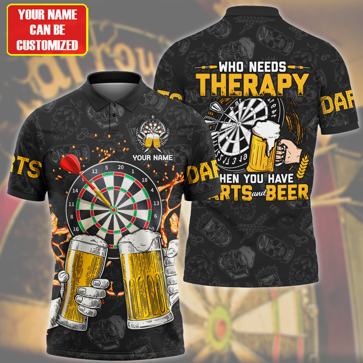 Dart and Beer Personalized Name 3D Shirt For Darts Player S010602