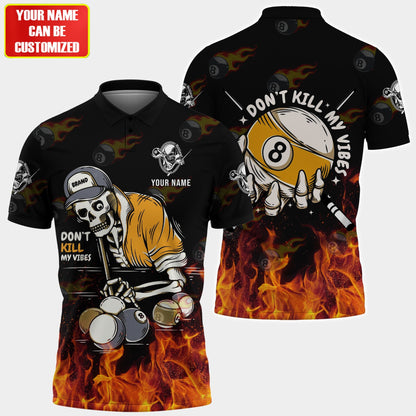 Personalized Name Billiard Skull All Over Printed Unisex Shirt S010603