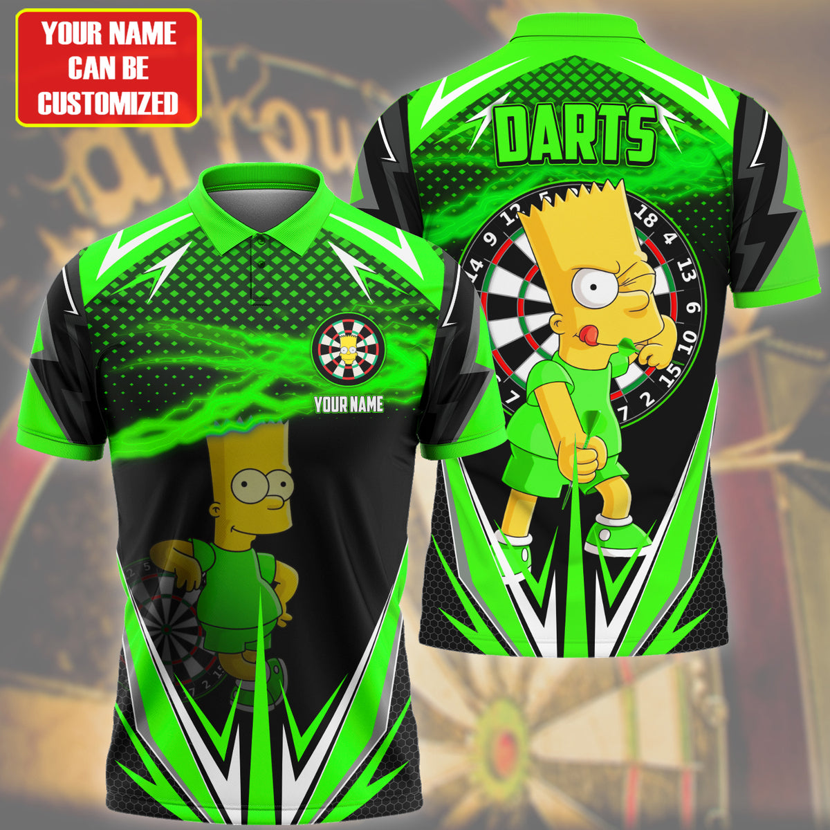 Personalized Name TS Bart Darts Green Version All Over Printed Unisex Shirt S020402
