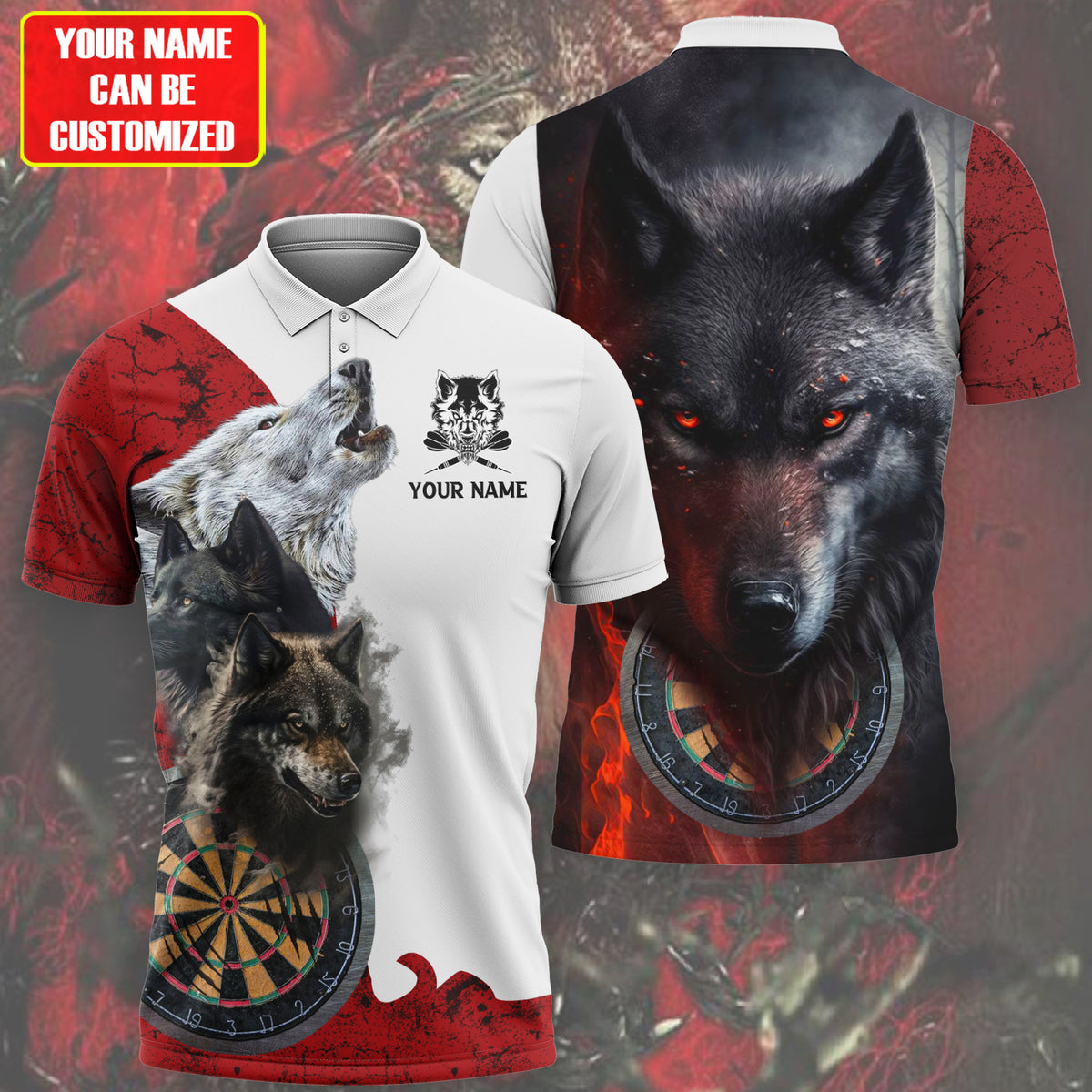 Dartboard Wolf Rising Personalized Name 3D Shirt For Darts Player S070601