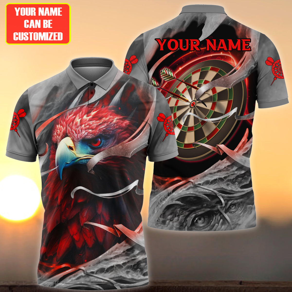 Dartboard Red Eagle Personalized Name 3D Shirt For Darts Player S070702
