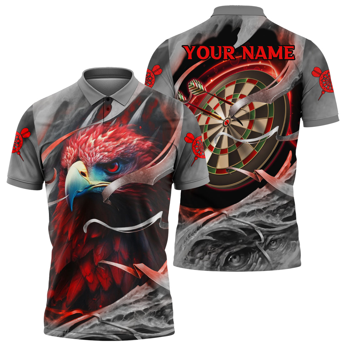 Dartboard Red Eagle Personalized Name 3D Shirt For Darts Player S070702