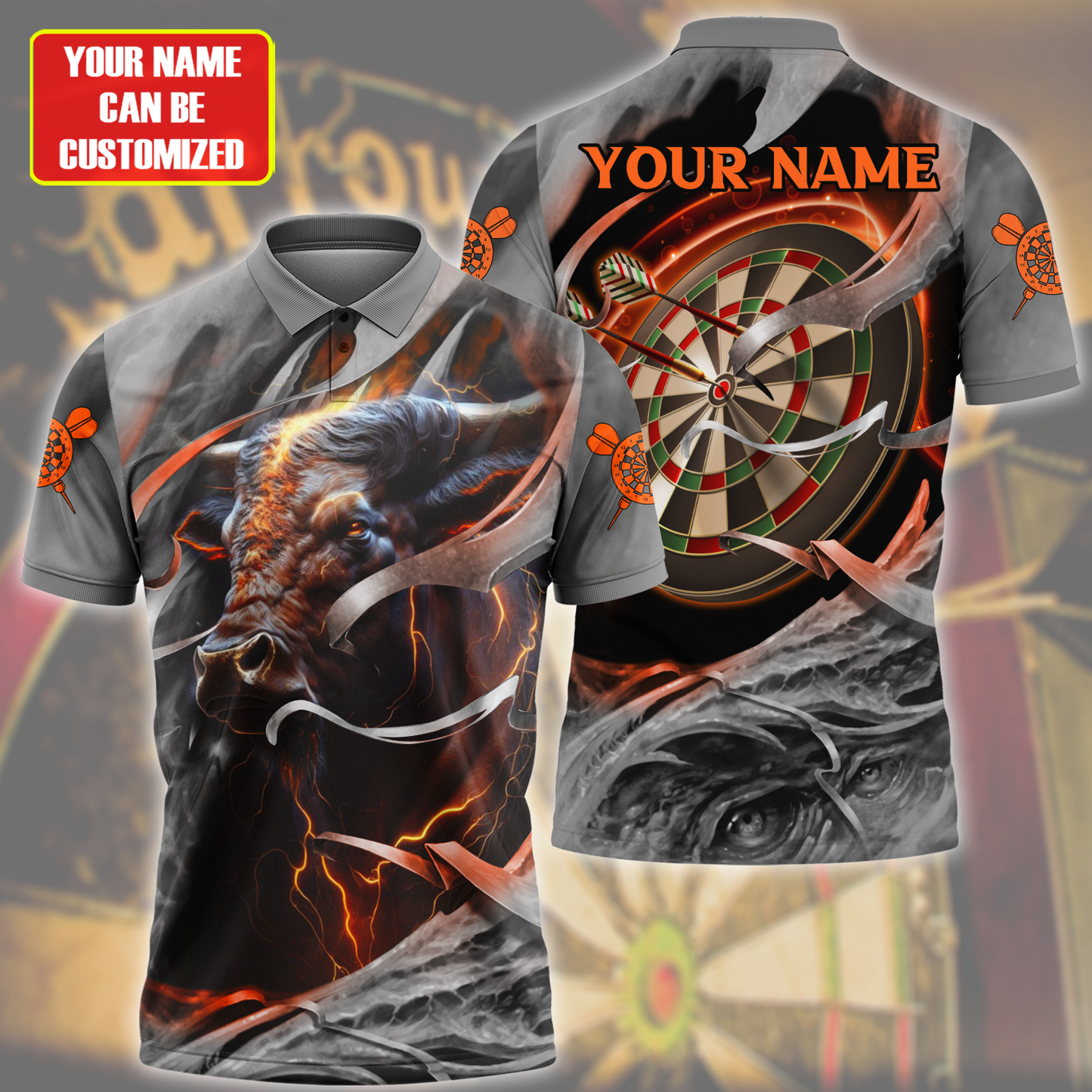 Dartboard Orange Bull Personalized Name 3D Shirt For Darts Player S070704