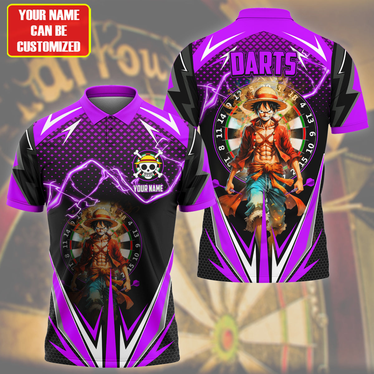 Personalized Name Luffy Darts Purple Version All Over Printed Unisex Shirt S080601