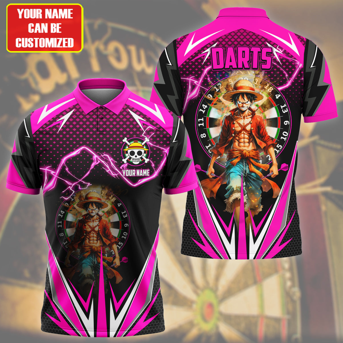 Personalized Name Luffy Darts Pink Version All Over Printed Unisex Shirt S080601