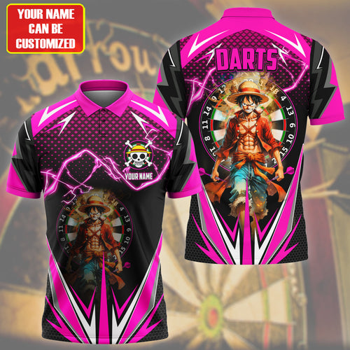 Personalized Name Luffy Darts Pink Version All Over Printed Unisex Shirt S080601