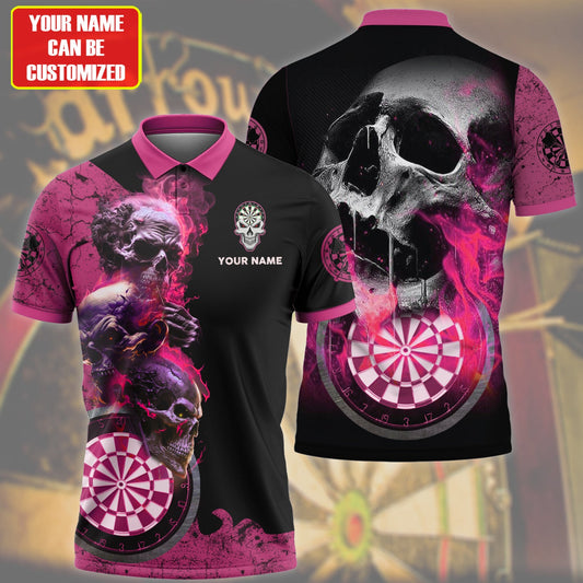 Personalized Name Pink Darts Skull All Over Printed Unisex Shirt S080604