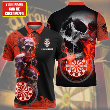 Personalized Name Red Darts Skull All Over Printed Unisex Shirt S080604