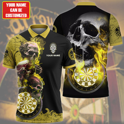 Personalized Name Yellow Darts Skull All Over Printed Unisex Shirt S080604
