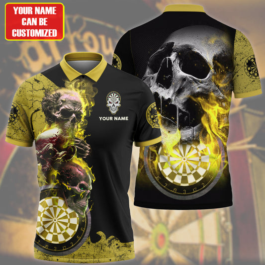 Personalized Name Yellow Darts Skull All Over Printed Unisex Shirt S080604