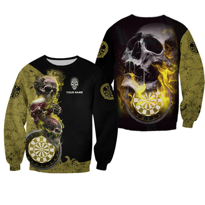 Personalized Name Yellow Darts Skull All Over Printed Unisex Shirt S080604