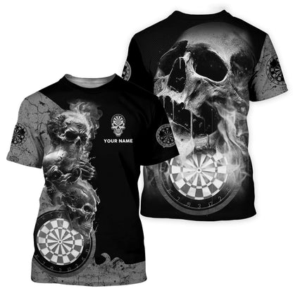 Personalized Name Black Darts Skull All Over Printed Unisex Shirt S080604