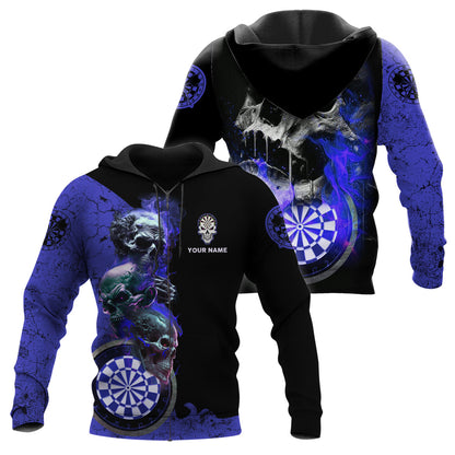Personalized Name Blue Darts Skull All Over Printed Unisex Shirt S080604
