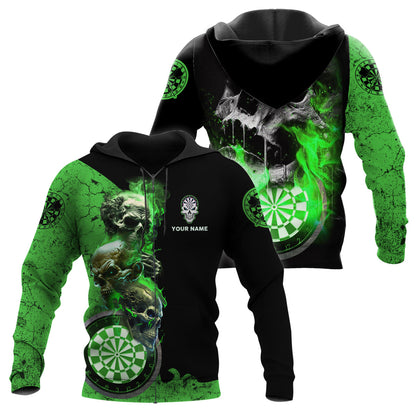 Personalized Name Green Darts Skull All Over Printed Unisex Shirt S080604