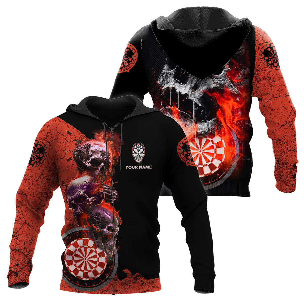 Personalized Name Red Darts Skull All Over Printed Unisex Shirt S080604