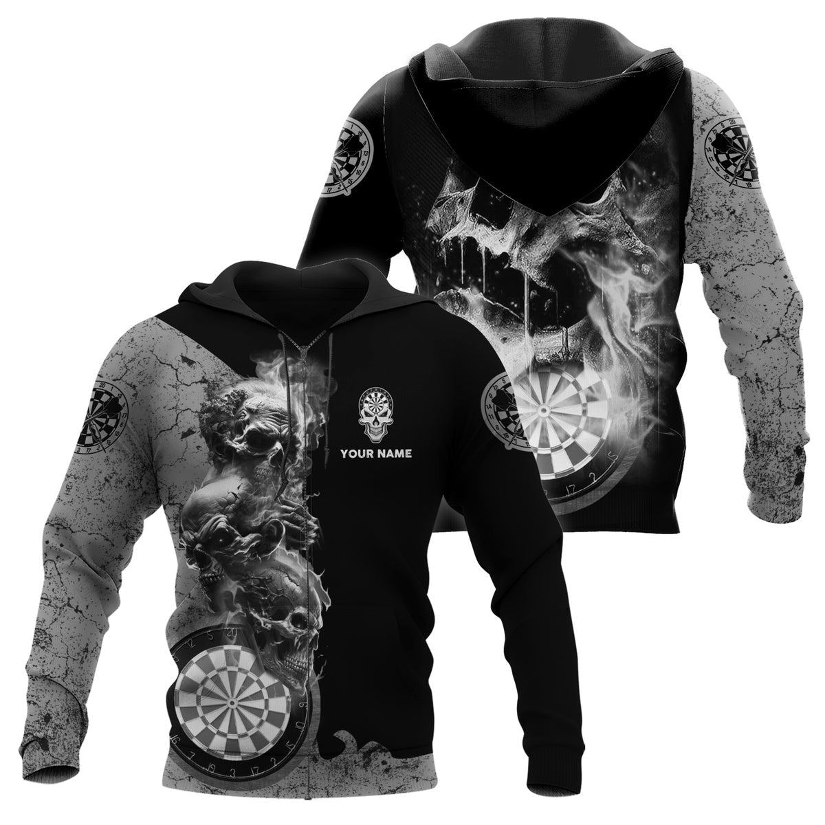 Personalized Name Black Darts Skull All Over Printed Unisex Shirt S080604