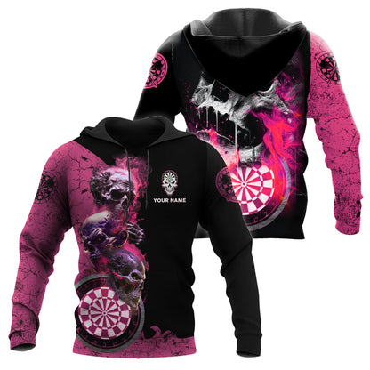 Personalized Name Pink Darts Skull All Over Printed Unisex Shirt S080604