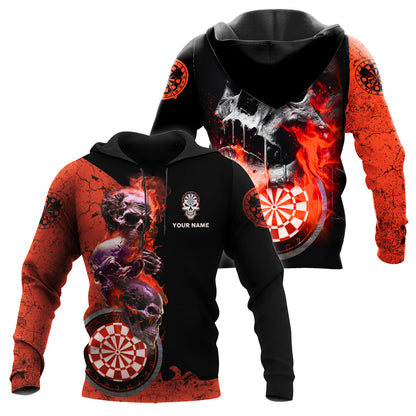 Personalized Name Red Darts Skull All Over Printed Unisex Shirt S080604