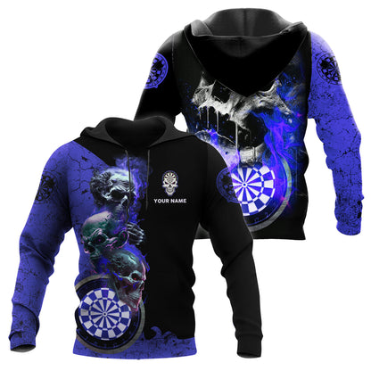 Personalized Name Blue Darts Skull All Over Printed Unisex Shirt S080604