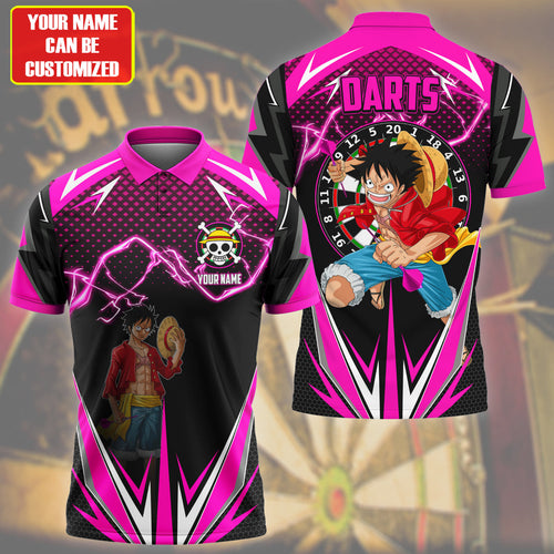 Personalized Name Luffy Darts S2 Pink Version All Over Printed Unisex Shirt S130606