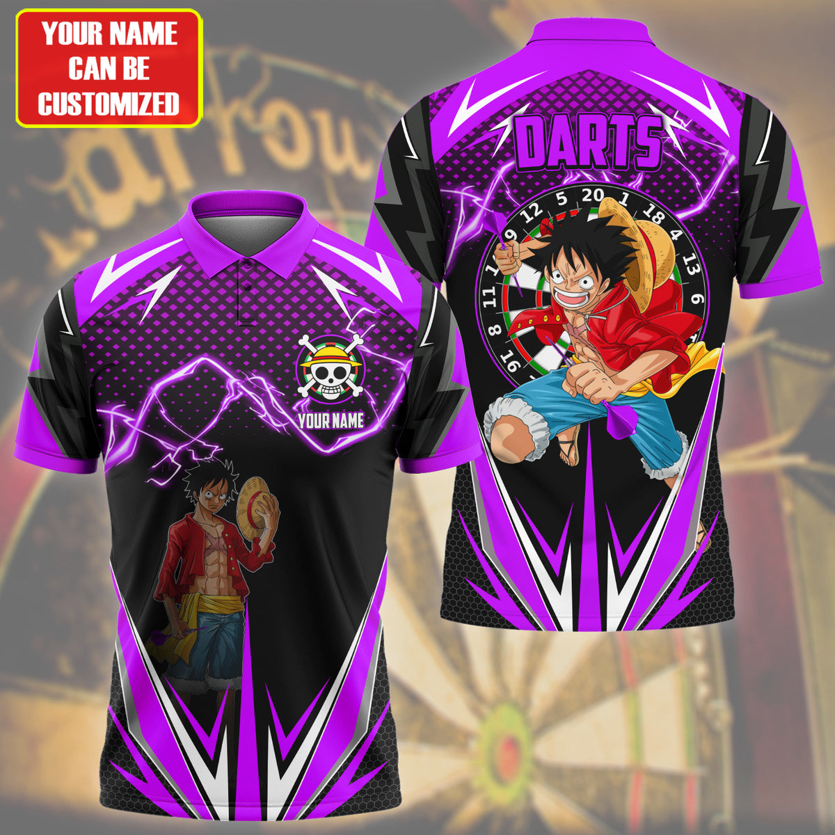 Personalized Name Luffy Darts S2 Purple Version All Over Printed Unisex Shirt S130606