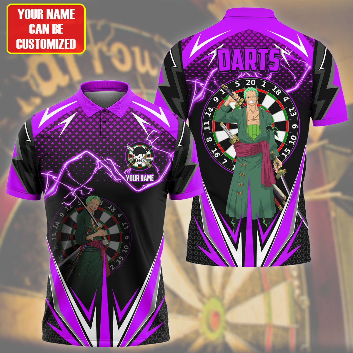 Personalized Name Zoro Darts Purple Version All Over Printed Unisex Shirt S130607