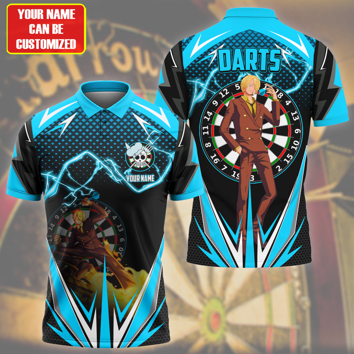 Personalized Name Sanji Darts Teal Version All Over Printed Unisex Shirt S130608