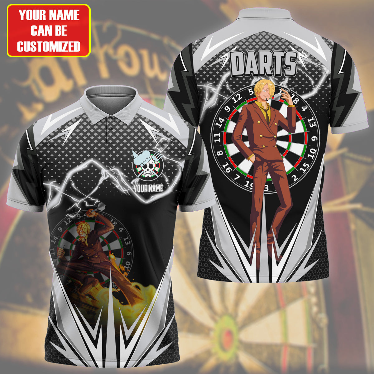 Personalized Name Sanji Darts Black Version All Over Printed Unisex Shirt S130608