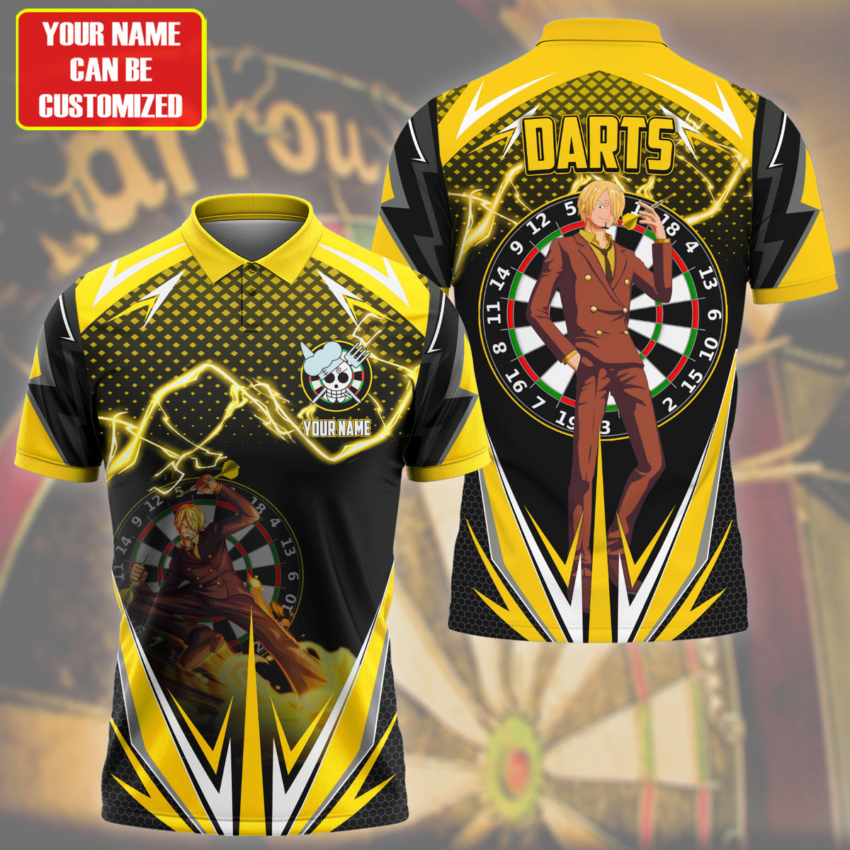 Personalized Name Sanji Darts Yellow Version All Over Printed Unisex Shirt S130608