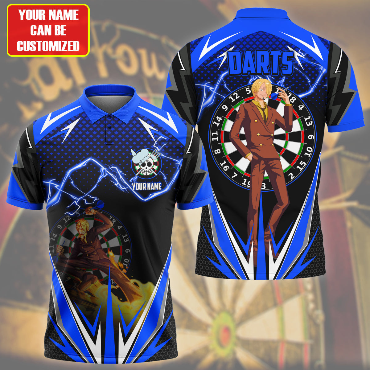 Personalized Name Sanji Darts Blue Version All Over Printed Unisex Shirt S130608