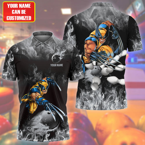 Personalized Name Wolv Fire Bowling Black Version All Over Printed Unisex Shirt S130614