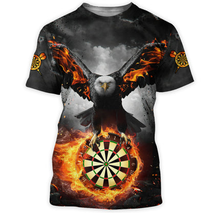 Dartboard S1 Eagle Rising From Fire Personalized Name 3D Shirt For Darts Player S130704