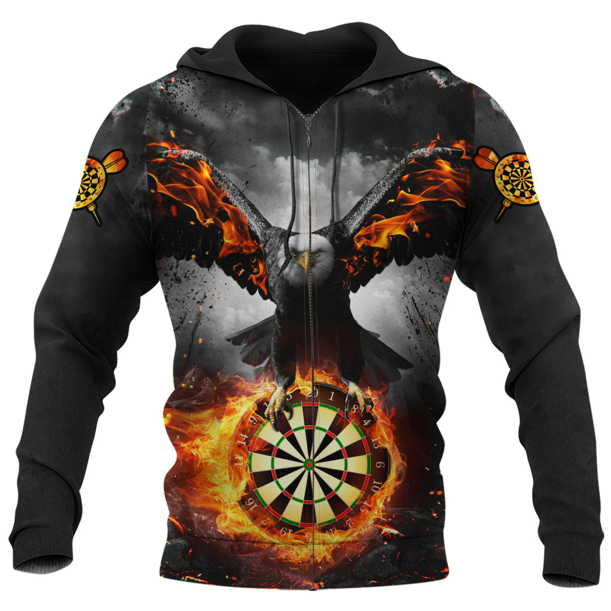 Dartboard S1 Eagle Rising From Fire Personalized Name 3D Shirt For Darts Player S130704