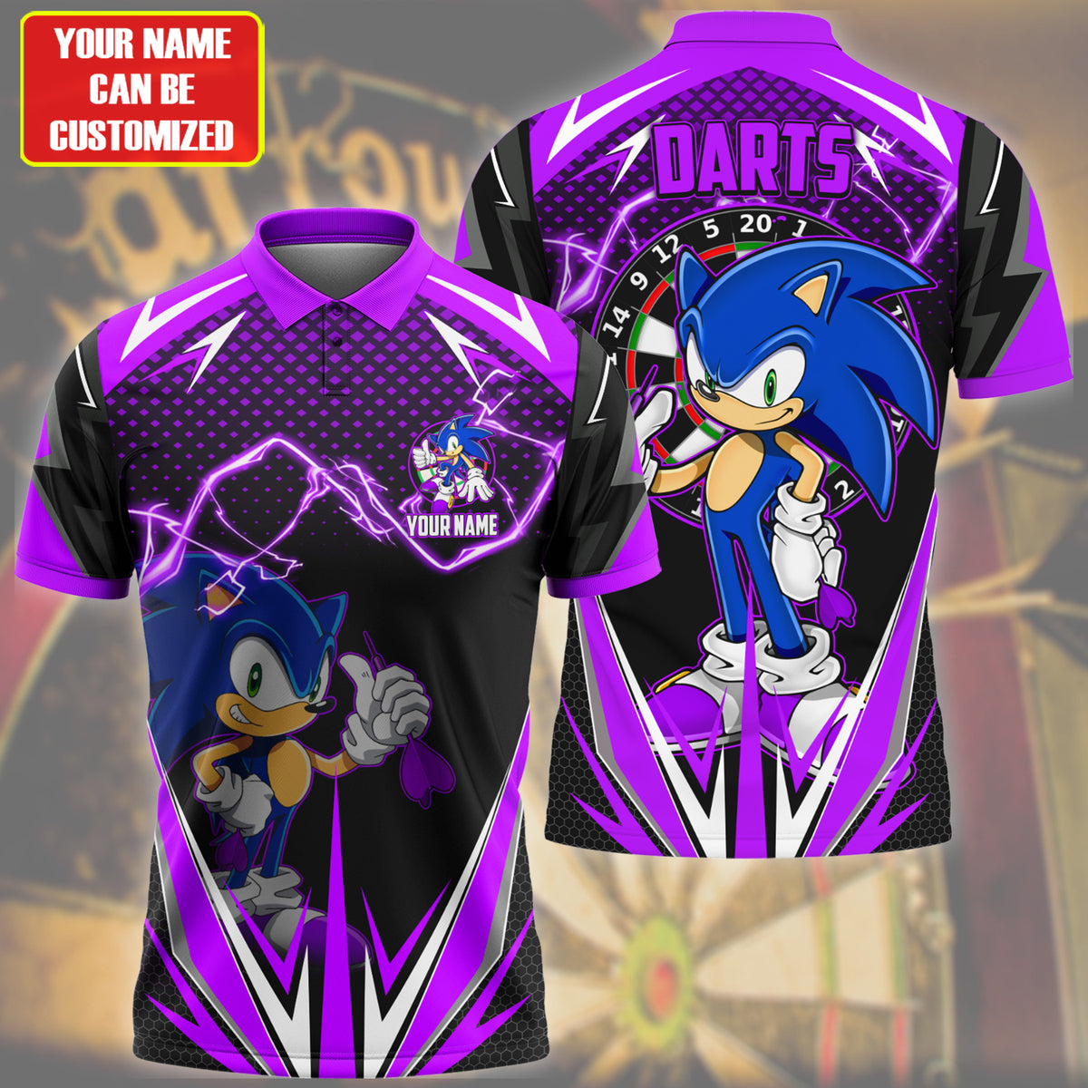 Personalized Name SN Darts Purple Version All Over Printed Unisex Shirt S150203