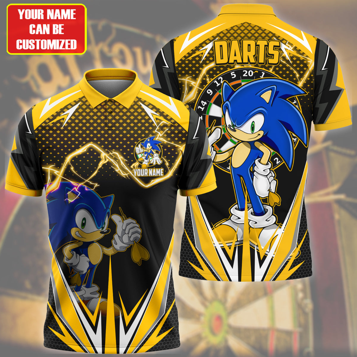 Personalized Name SN Darts Yellow Version All Over Printed Unisex Shirt S150203