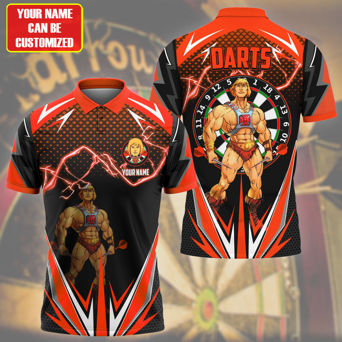 Personalized Name He-Man Darts Red Version All Over Printed Unisex Shirt S150402